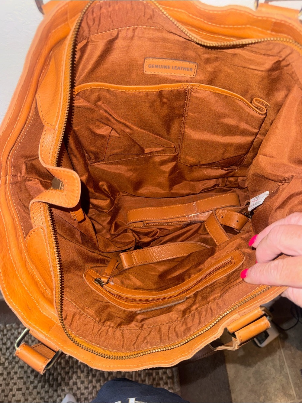 Marta Ponti Cognact Leather Tote Bag NWT - Picture 3 of 5